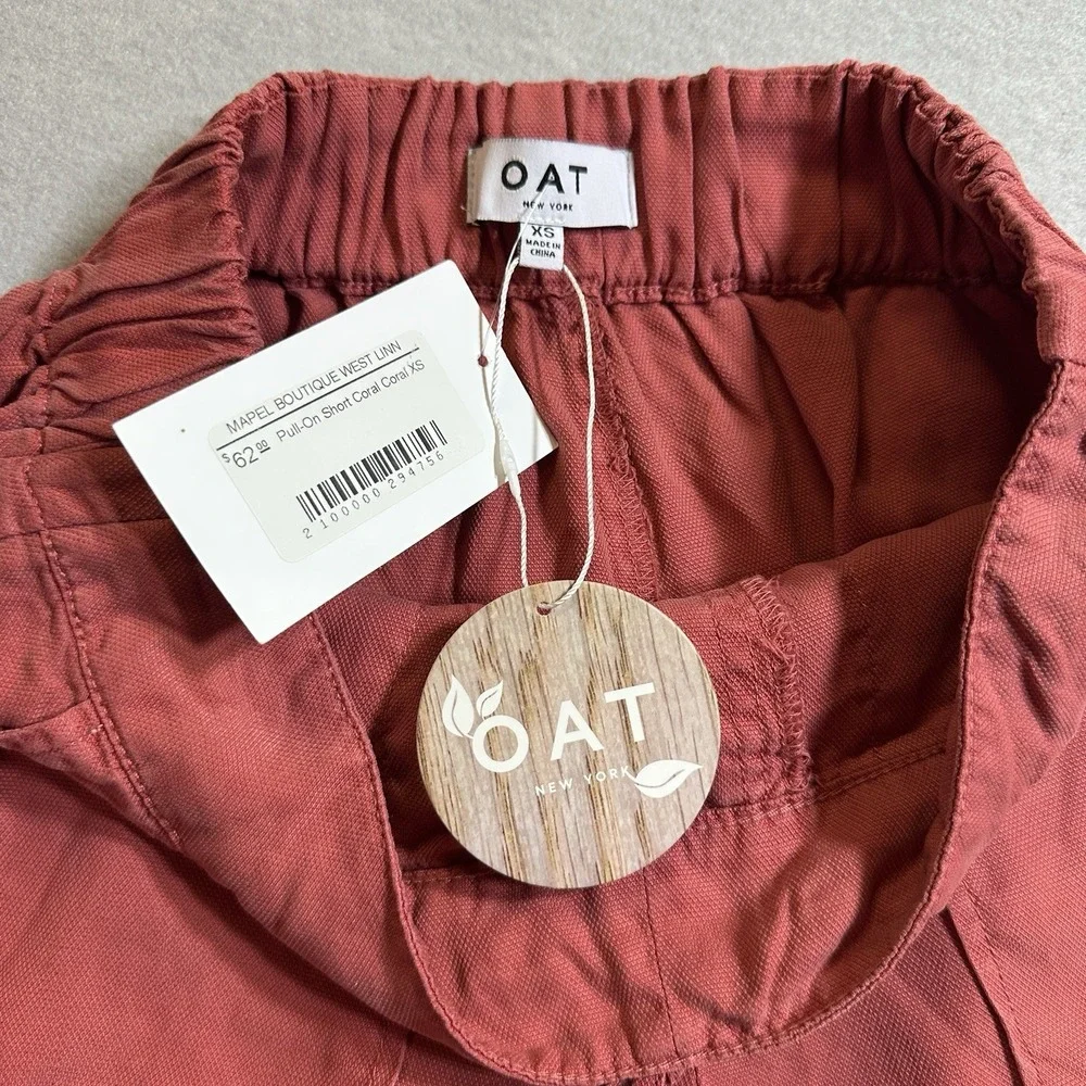 OAT New York Drawstring Shorts Womens XS Coral Elastic Waist Casual Lounge‎ NWT